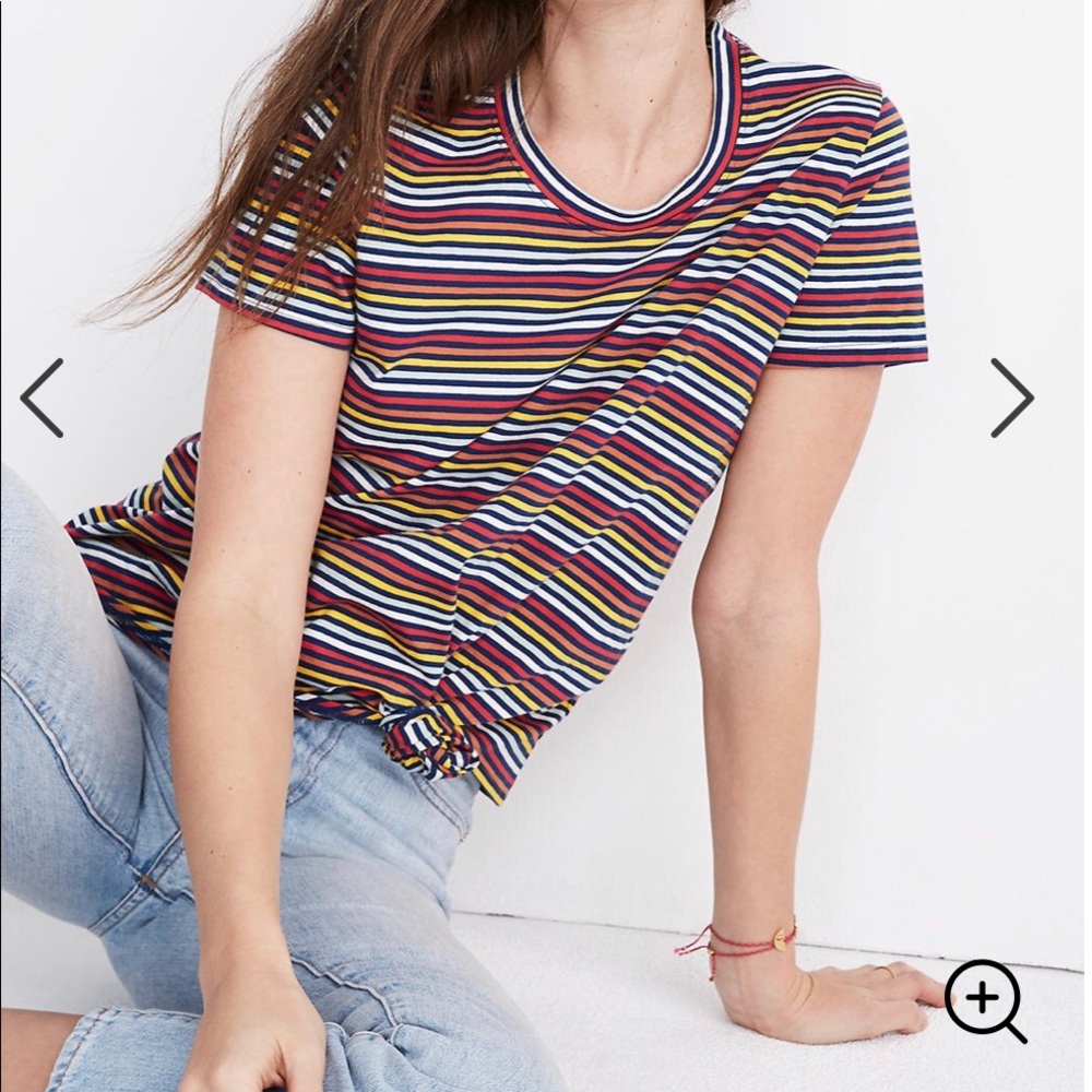 Madewell knot-front tie tee in rainbow stripe